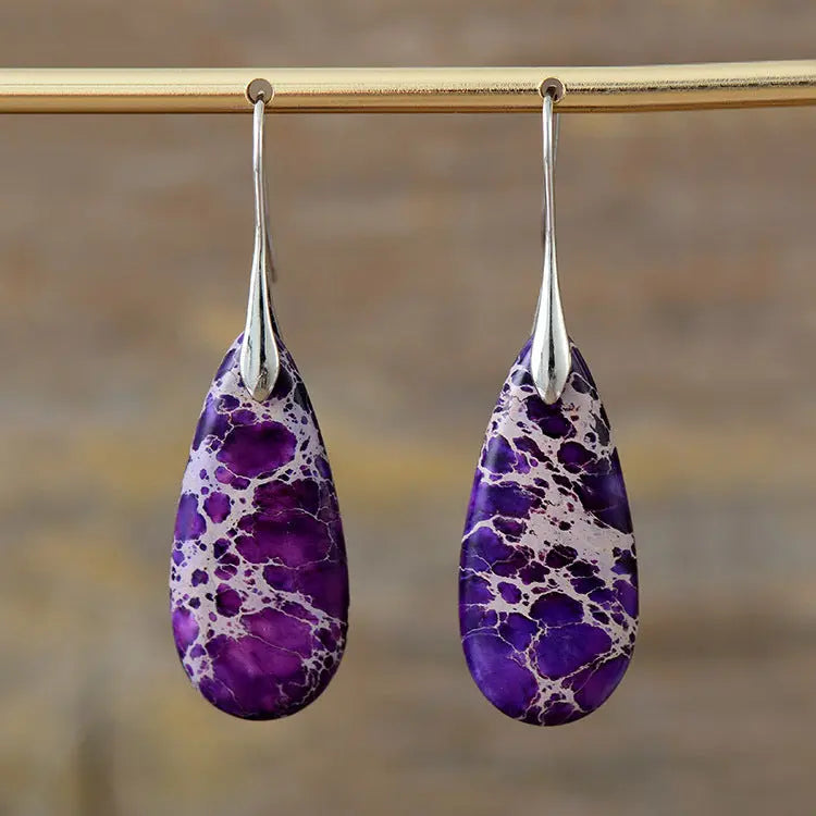 Bohemian Emperor Stone Water Drop Earrings Natural Stone Ornament Jewelry JNi3 shop
