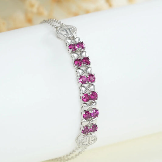 S925 Sterling Silver Purple Garnet Bracelet Women Fashion Zircon Light Luxury Jewelry - JNi3 shop