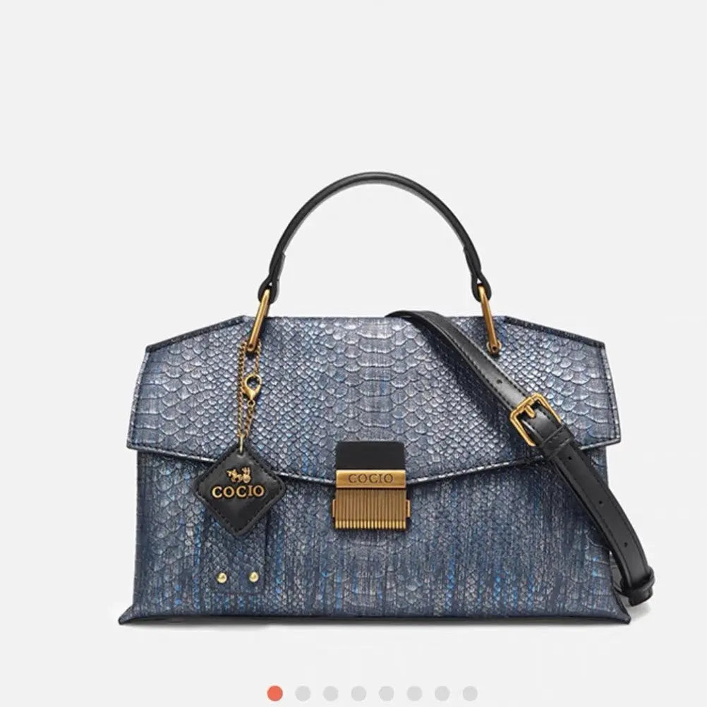 Blue With Snake Texture Handbags Women's High Sense - JNi3 shop