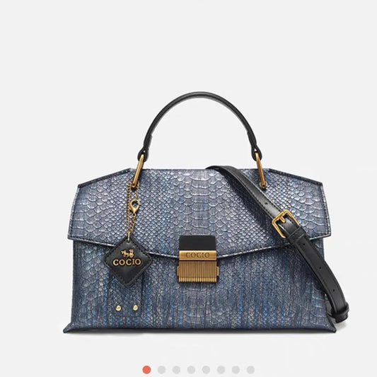 Blue With Snake Texture Handbags Women's High Sense - JNi3 shop