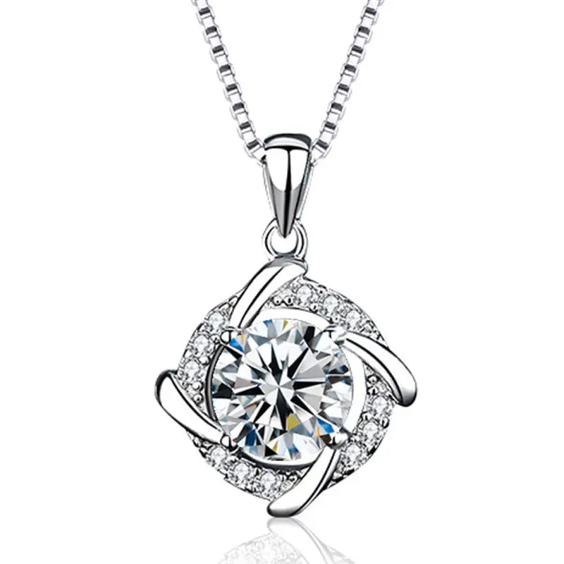 S925 Sterling Silver Windmill Moissanite Necklace JNi3 shop