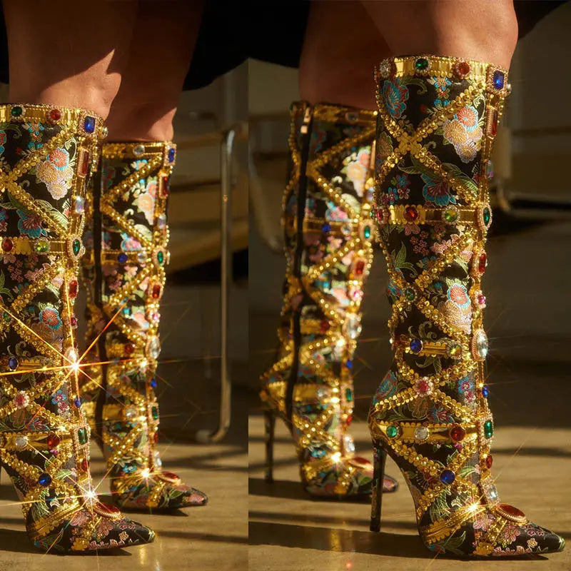Rhinestone Stiletto Heavy Manual Women's High Heels Dropshipman