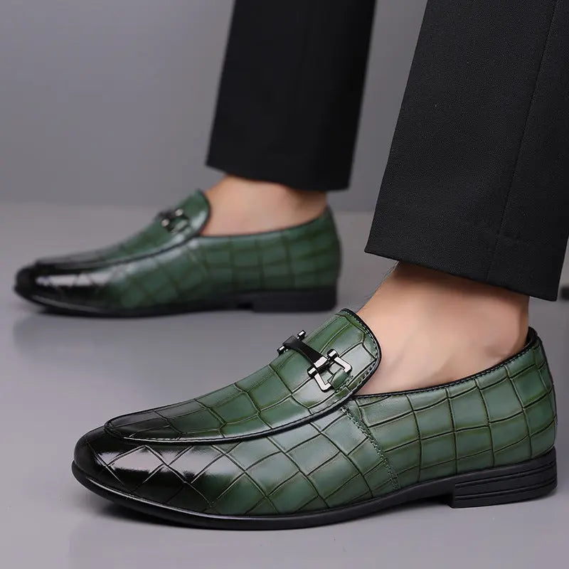 Men's Plaid Light Luxury Plus Size Rubber Sole Lightweight Leather Shoes Cjdropshipping