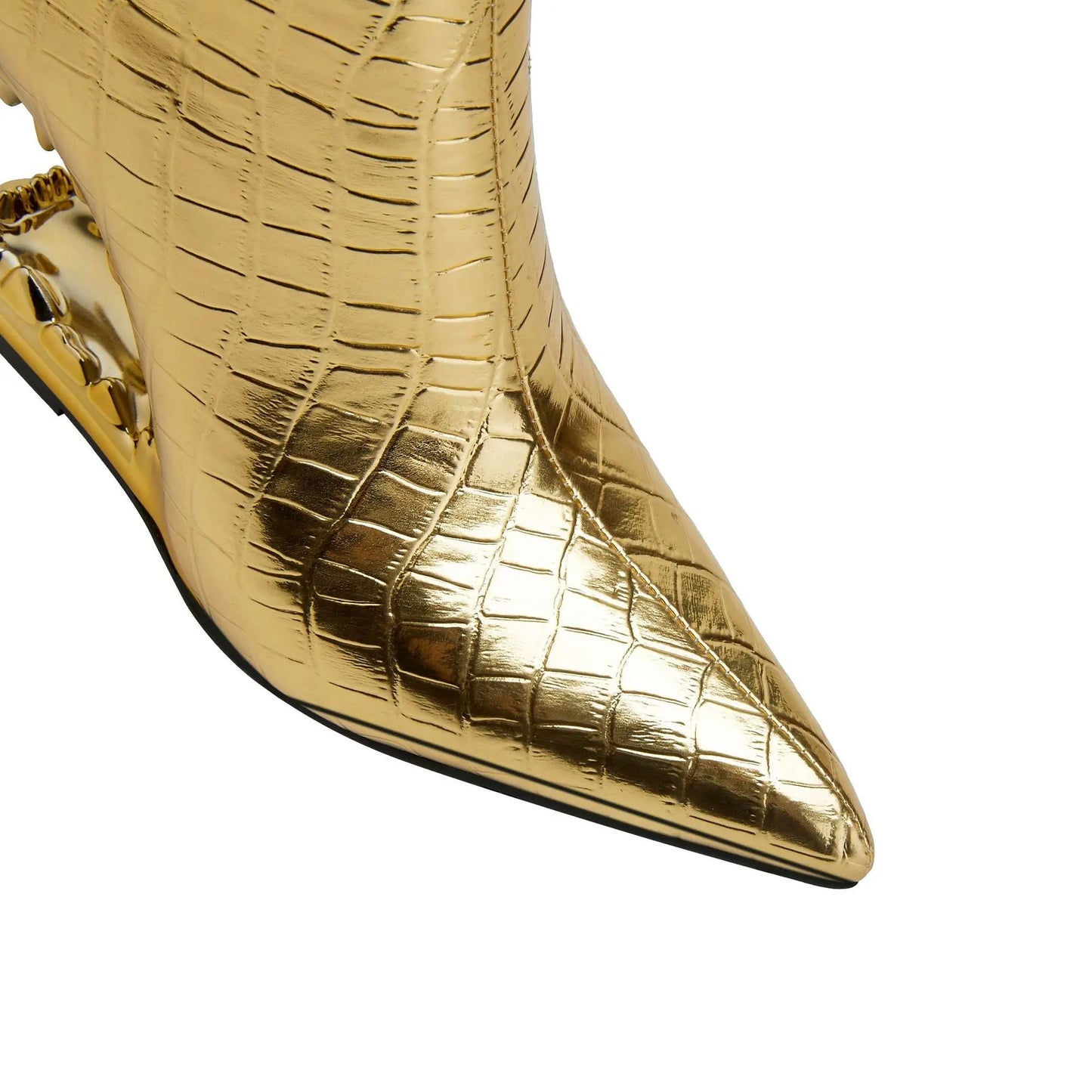 Female Pointed Tiger Tooth Heel Stone Pattern Shaped Wedge Heels