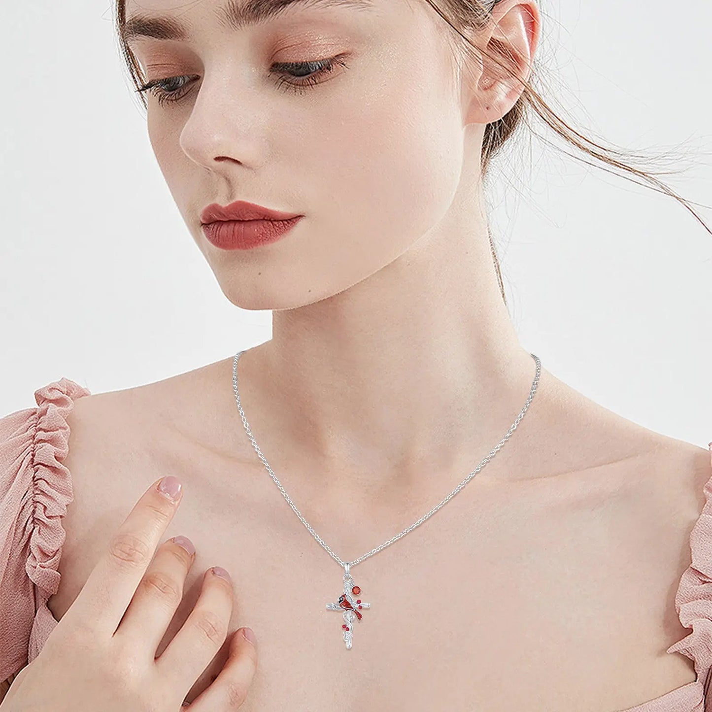 Cardinal Cross Necklace Birthstone Necklace Jewelry Gift Cjdropshipping