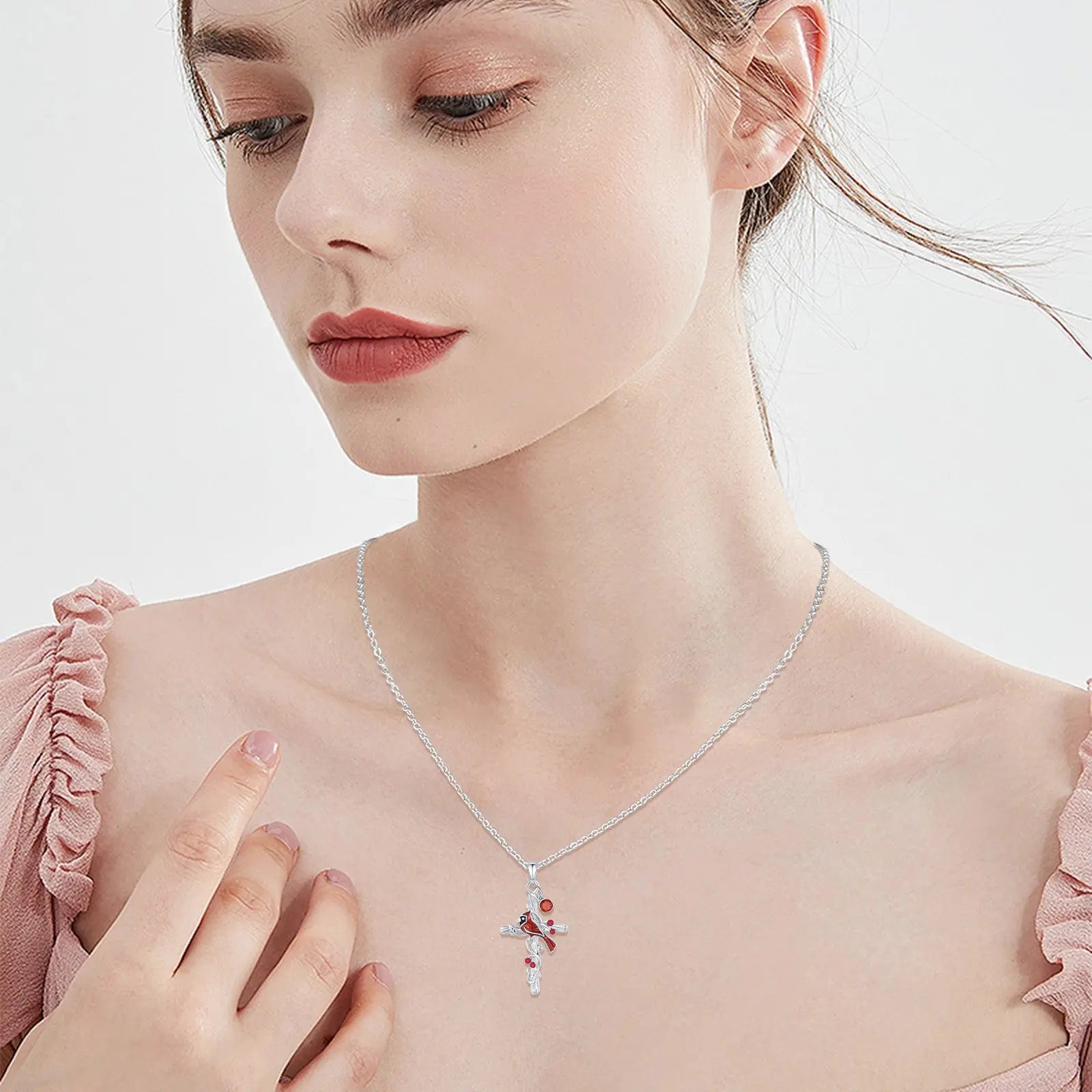 Cardinal Cross Necklace Birthstone Necklace Jewelry Gift Cjdropshipping