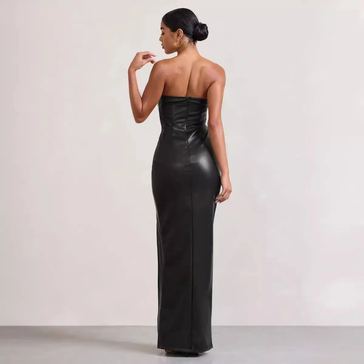 Women's Summer Slim-fit Long PU Leather Dress Cjdropshipping