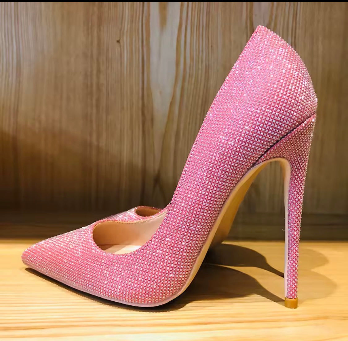 Pink Rhinestone Heels, Sparkly Crystal Stiletto Pumps, Pointed Toe Bling High Heels, Glam Wedding Shoes, Prom & Evening Shoes, Statement Heels
