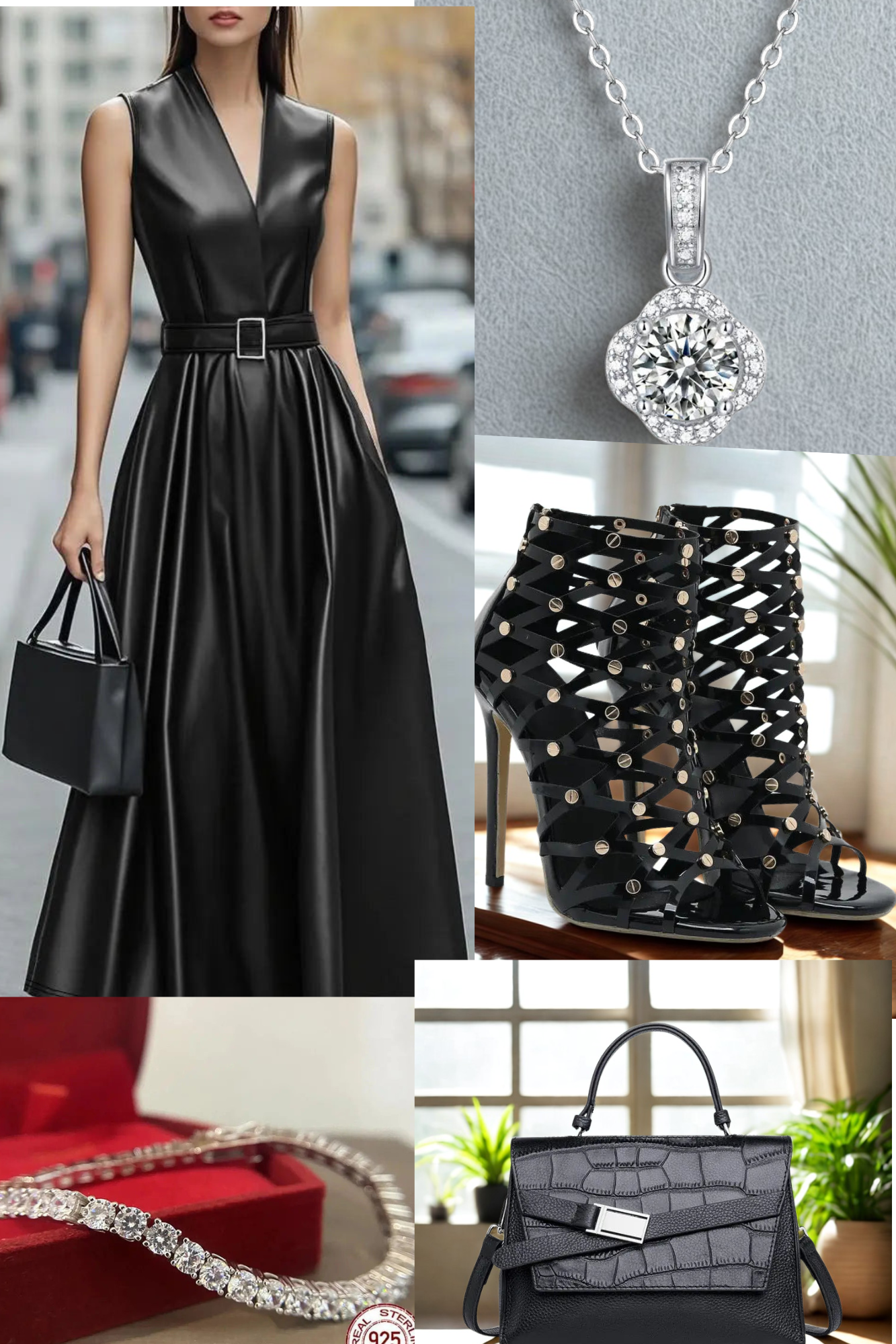 long black leather Dress outfit