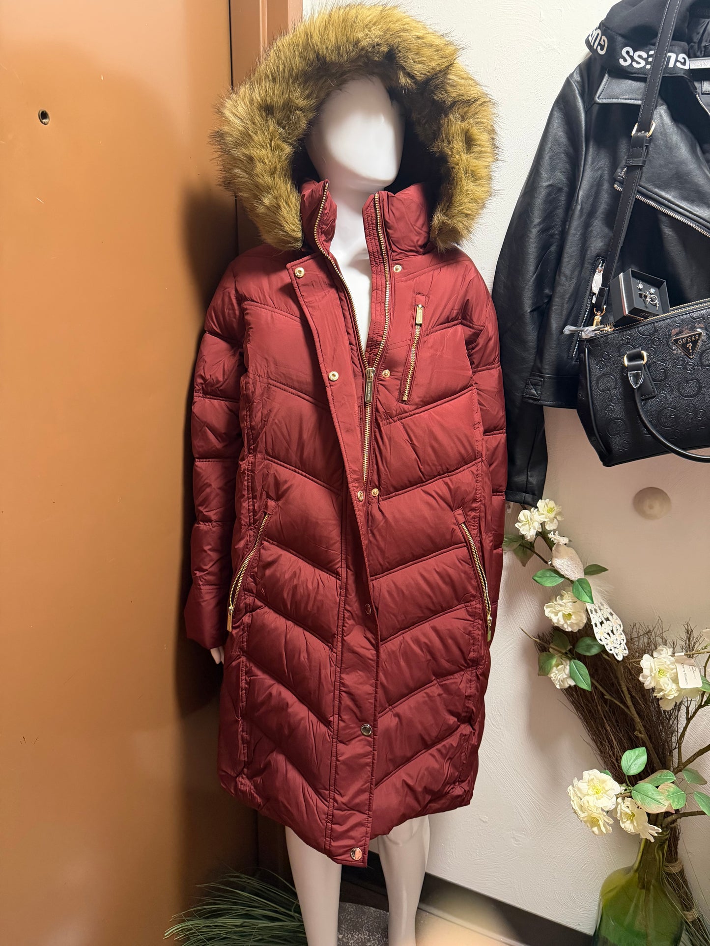 Michael kors xl burgundy down jacket