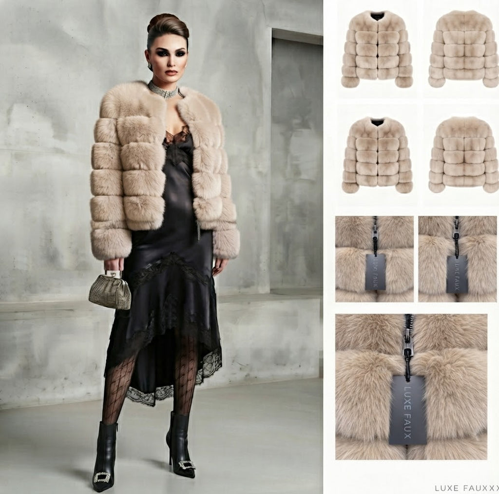 Luxury Genuine Fox Fur Cropped Jacket