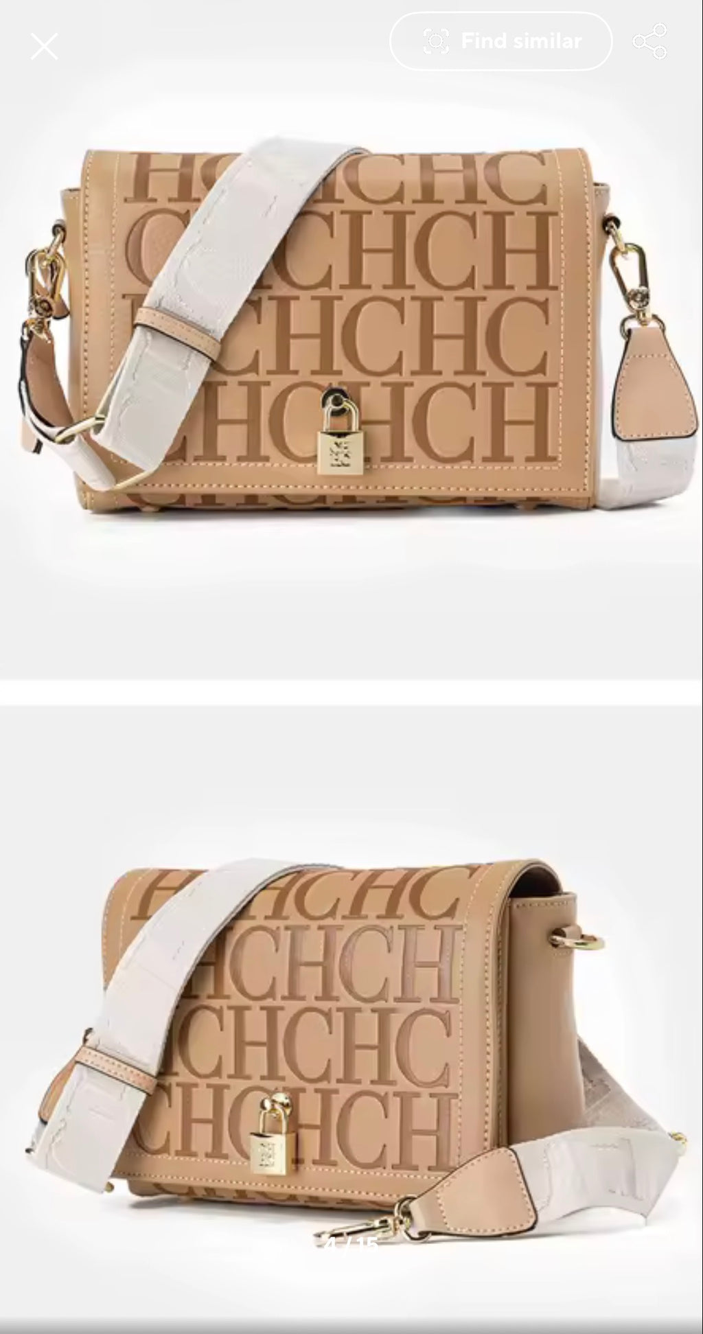 Embossed Letter Monogram Square Crossbody Bag with Padlock Detail & Wide Strap
