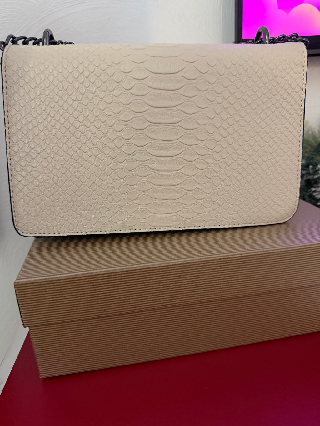 Ivory Snakeskin Stiletto & Dionysus-Style Crossbody Set