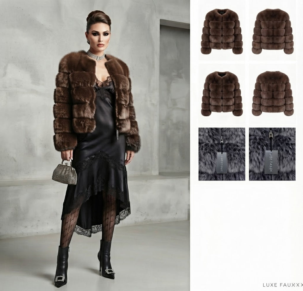 Luxury Genuine Fox Fur Cropped Jacket