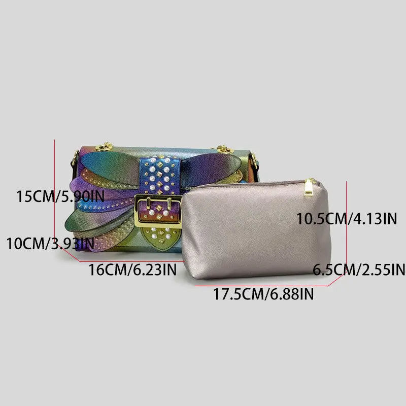 Contrast Color Heavy Industry Manual Rivet Butterfly Wings Handbag Cjdropshipping