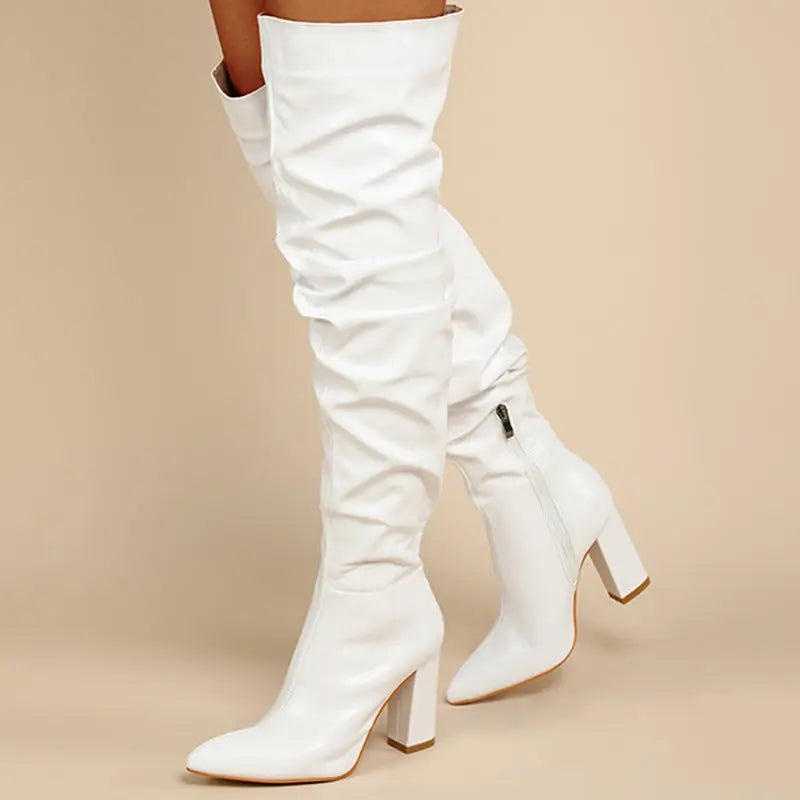 Chunky Heel High Zipper High Leg Boot JNi3 shop