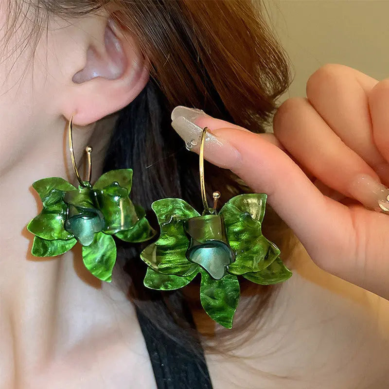 Vintage Acrylic Flower Exaggerated Earrings Cjdropshipping