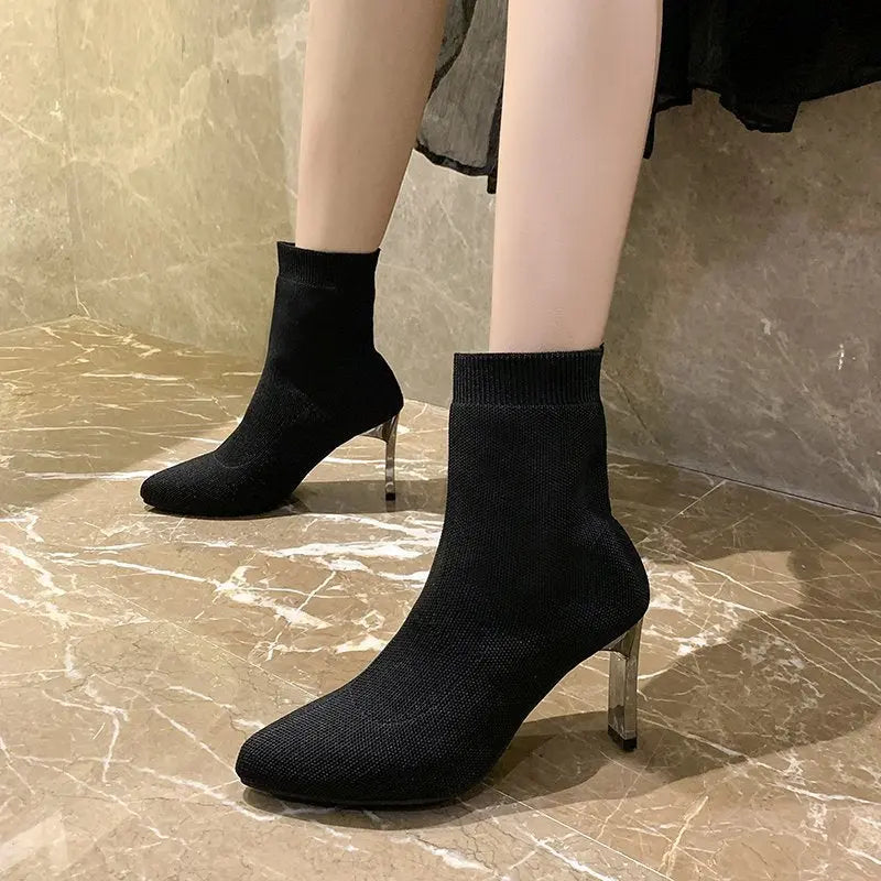 Pointed Toe Boots Women Sock Shoes Dropshipman