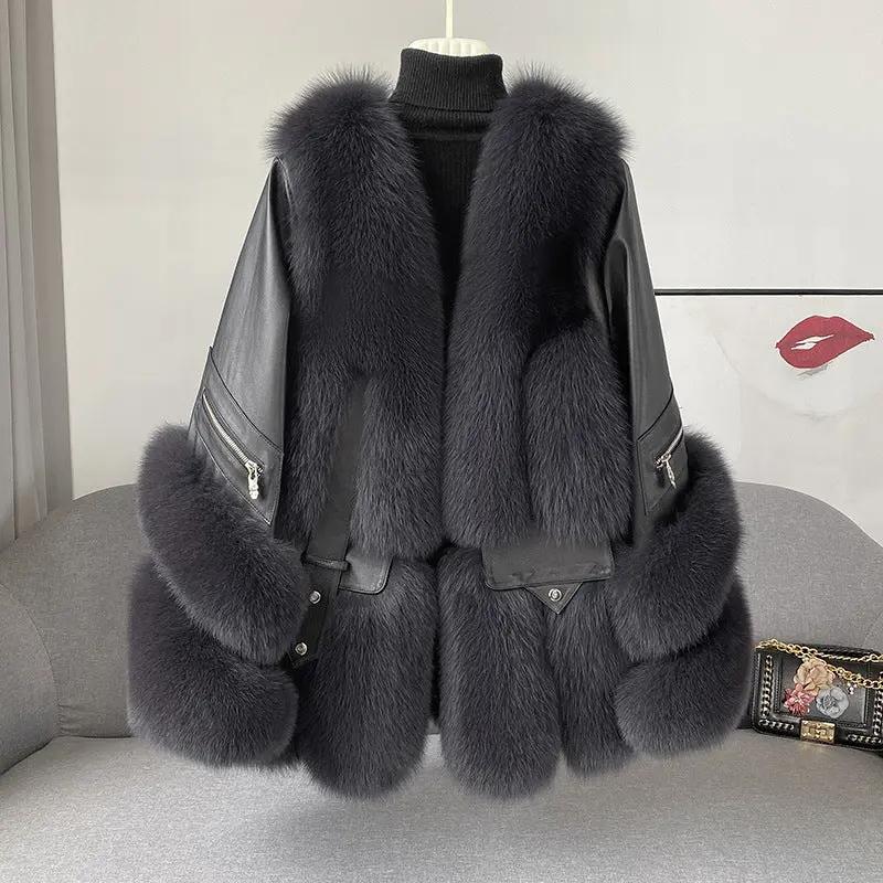 Women’s luxurious fox hair, Roman cotton Fur Coat Cjdropshipping