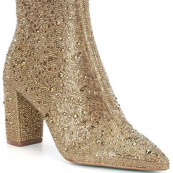 Rhinestone Pointed Toe Fashion Ankle Boots JNi3 shop