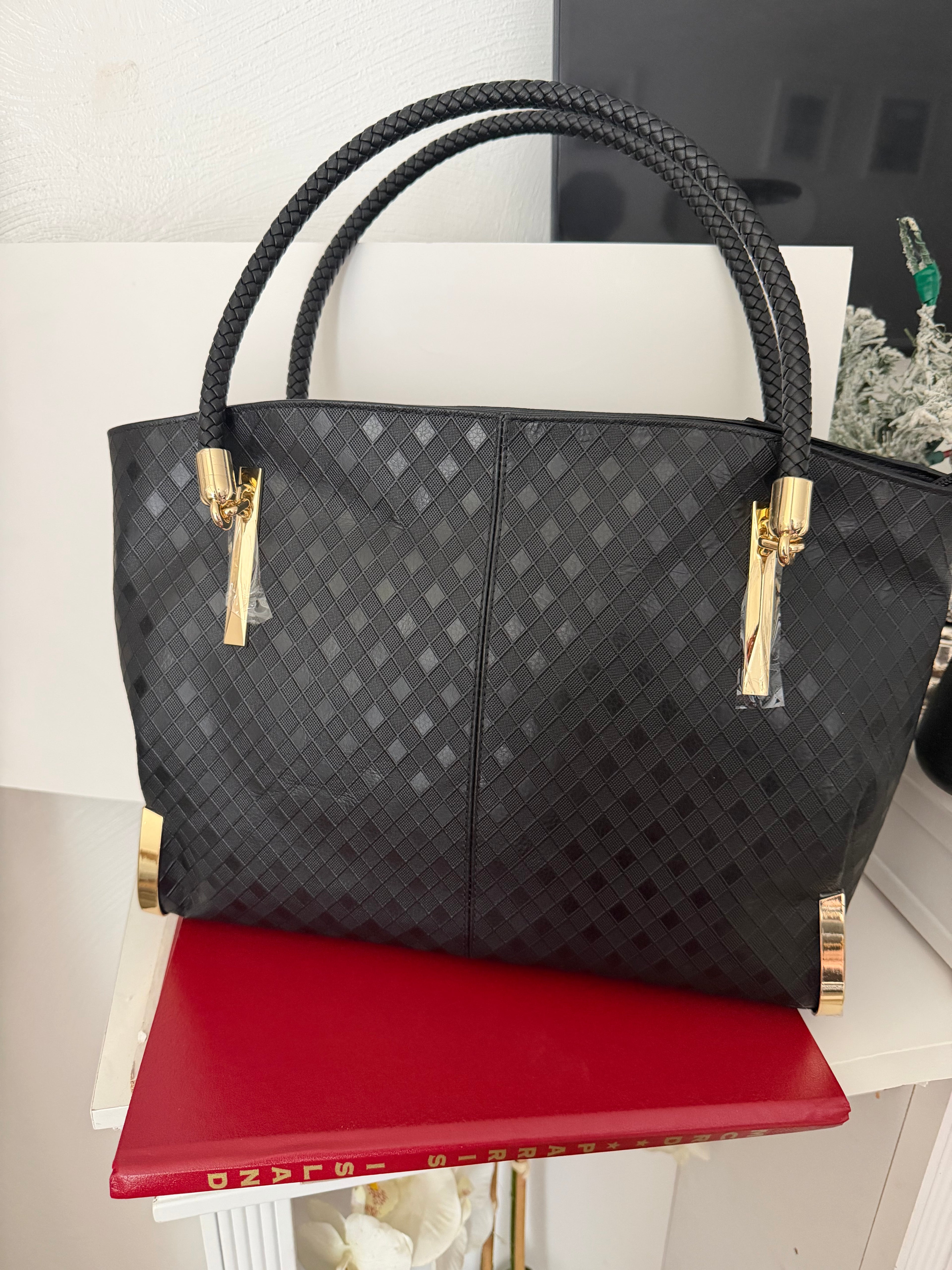 Black Genuine Leather Tote Bag