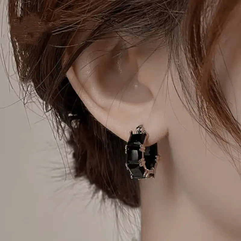 Black Crystal Zirconium Ear Ring JNi3 shop
