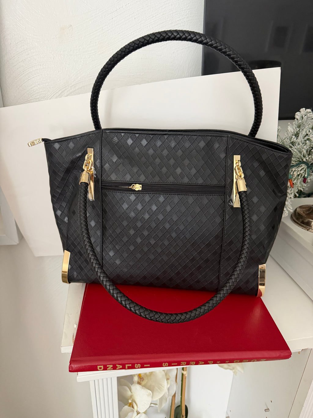 Black Genuine Leather Tote Bag