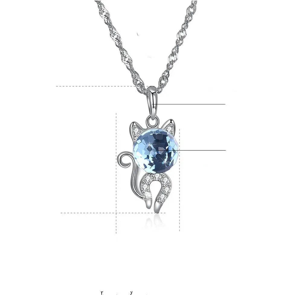 Cat pendant sterling silver clavicle chain JNi3 shop