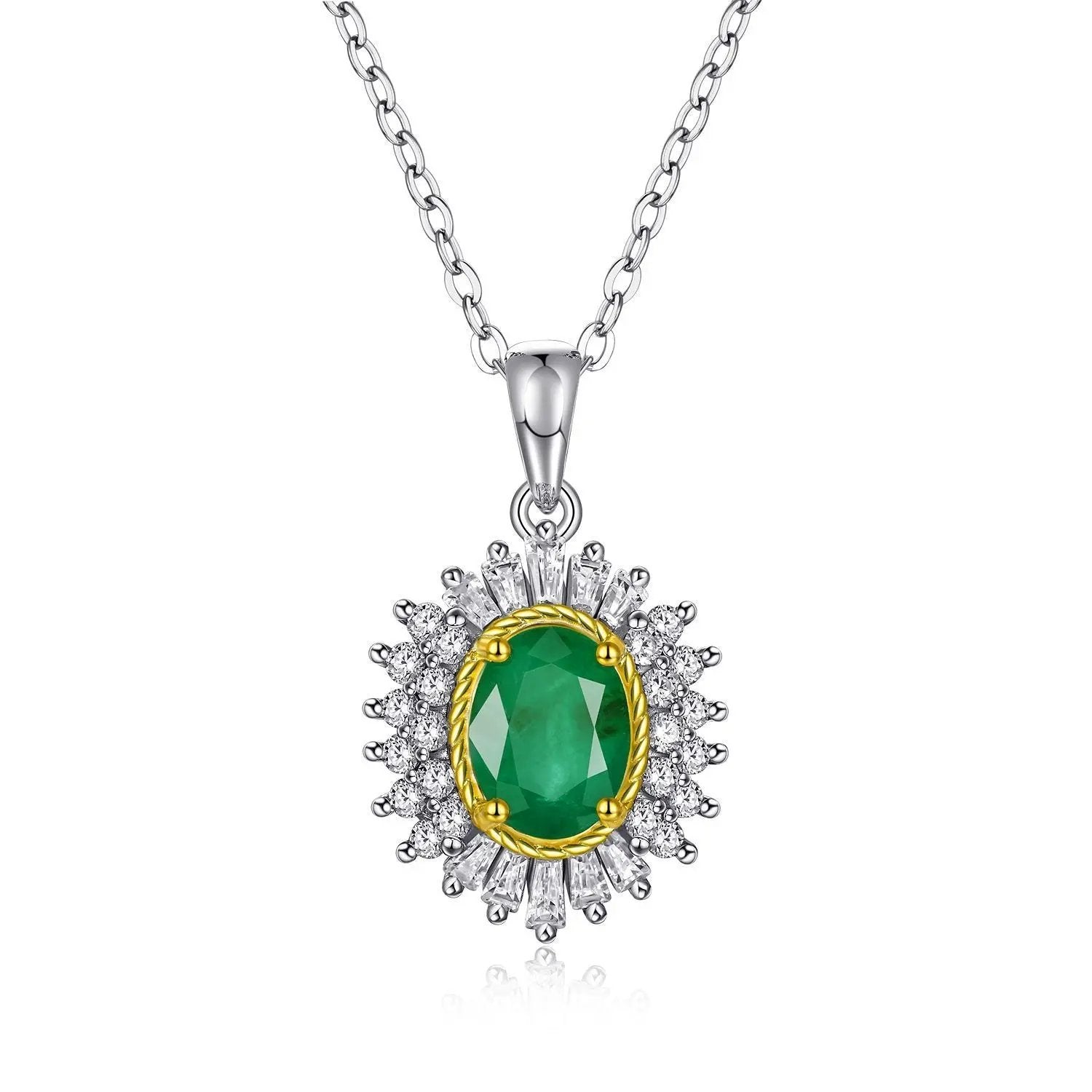 Natural Emerald Pendant Feminine Minority Design Jewelry S925 Silver Chain JNi3 shop