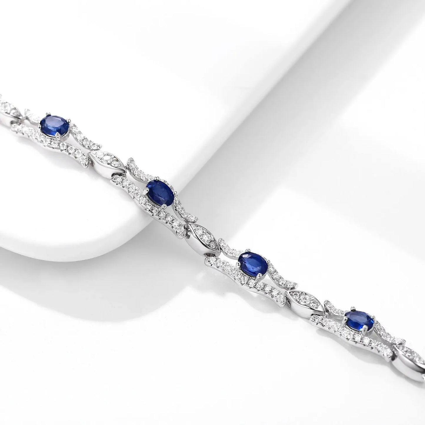 Natural Sapphire Bracelet Women's S925 Silver Set Gem Jewelry Premium Original Design Jewelry - JNi3 shop