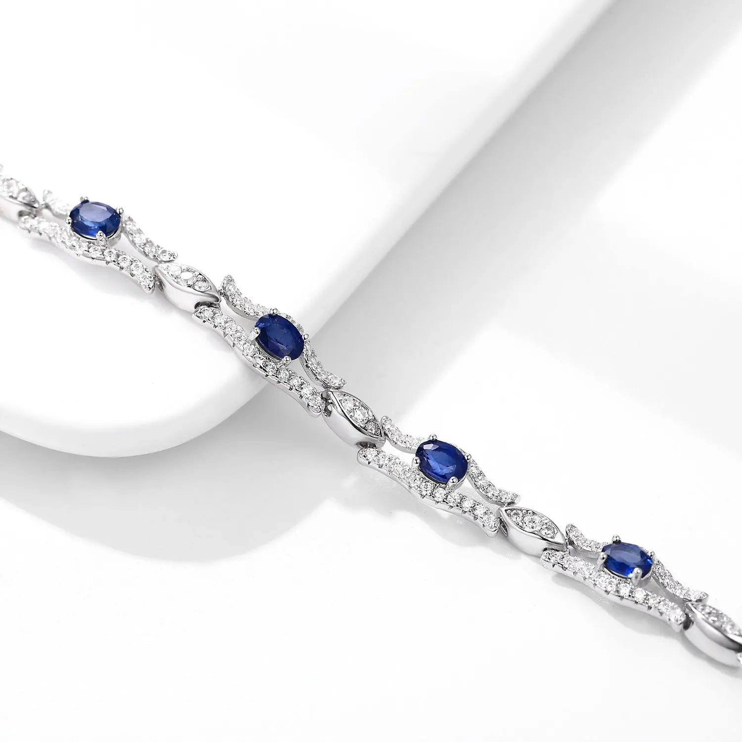 Natural Sapphire Bracelet Women's S925 Silver Set Gem Jewelry Premium Original Design Jewelry - JNi3 shop
