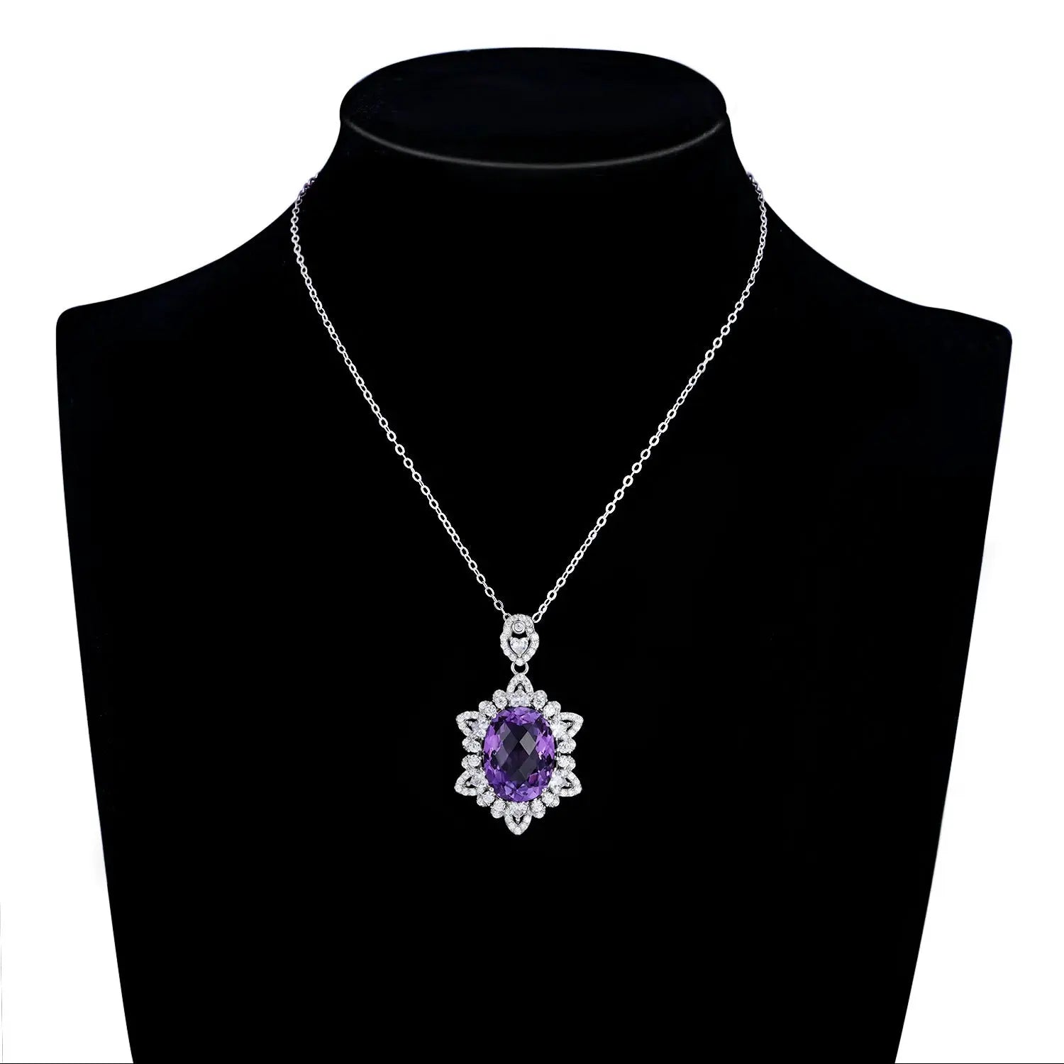 Natural Amethyst Necklace Women's 925 Silver - JNi3 shop