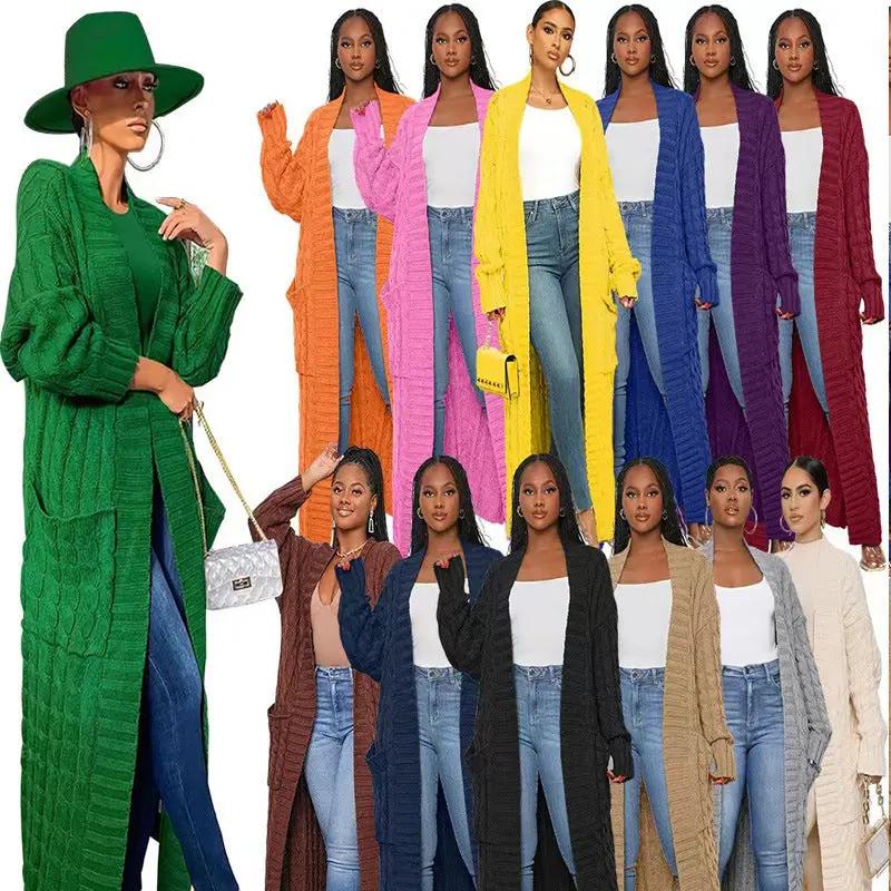 Lazy Pocket Long Twist Sweater Coat null