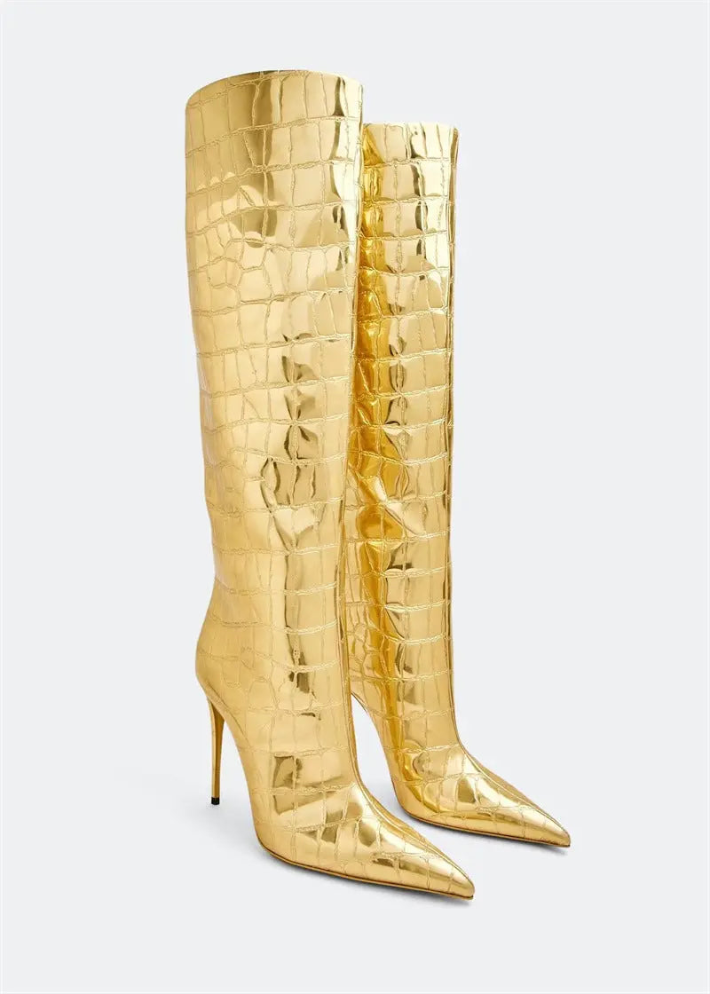 Women's Fashion Pointed Stiletto Heel Leopard Print Boots Dropshipman