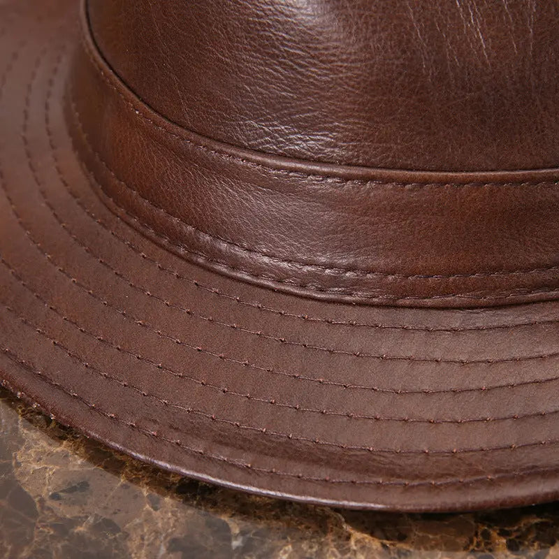 Men's And Women's Cowhide Hats With Big Eaves On The Street Dropshipman