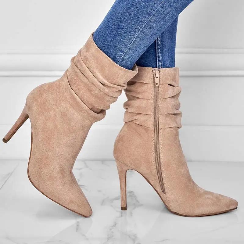 Women's Fashion Suede Pointed High Heels Boots Cjdropshipping