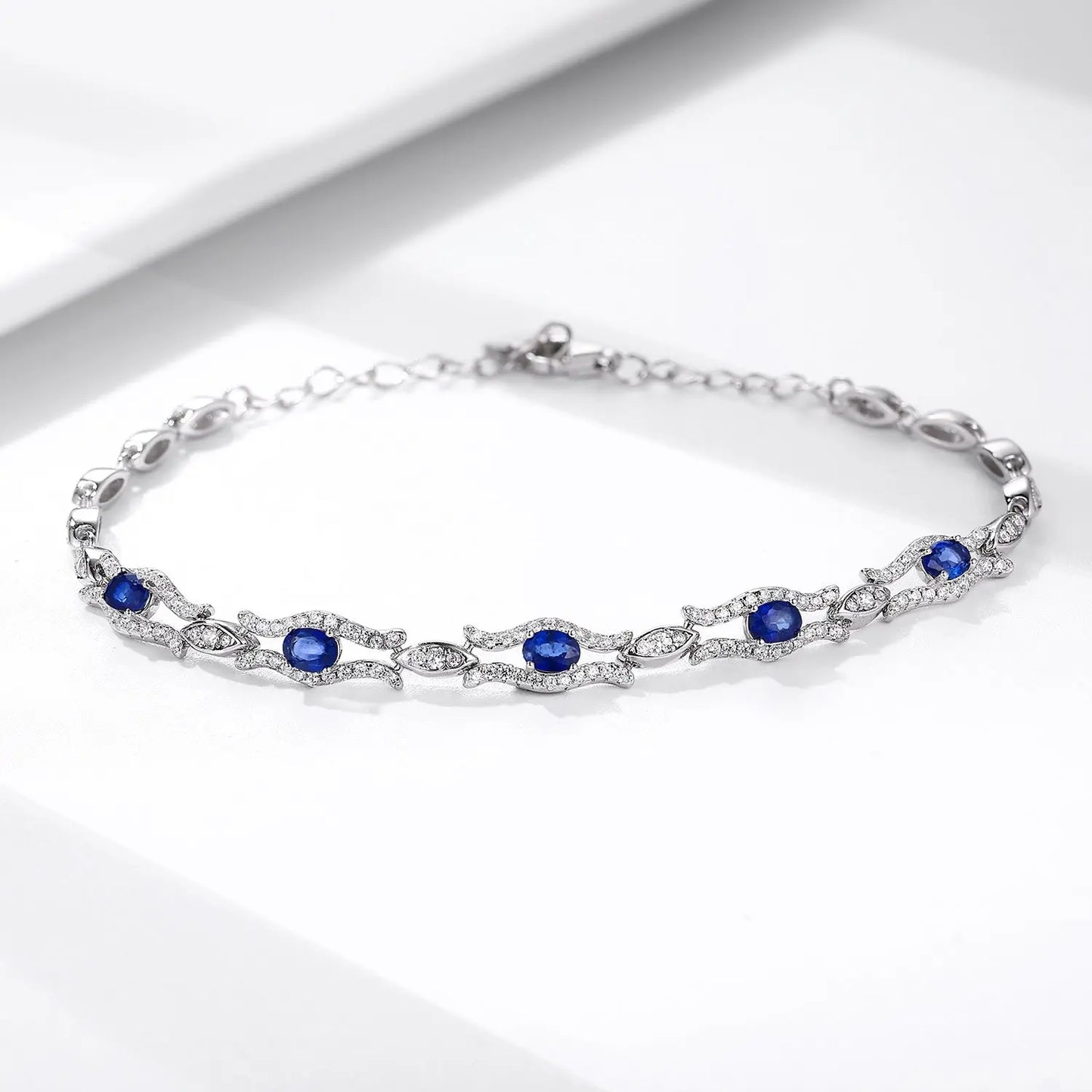 Natural Sapphire Bracelet Women's S925 Silver Set Gem Jewelry Premium Original Design Jewelry - JNi3 shop
