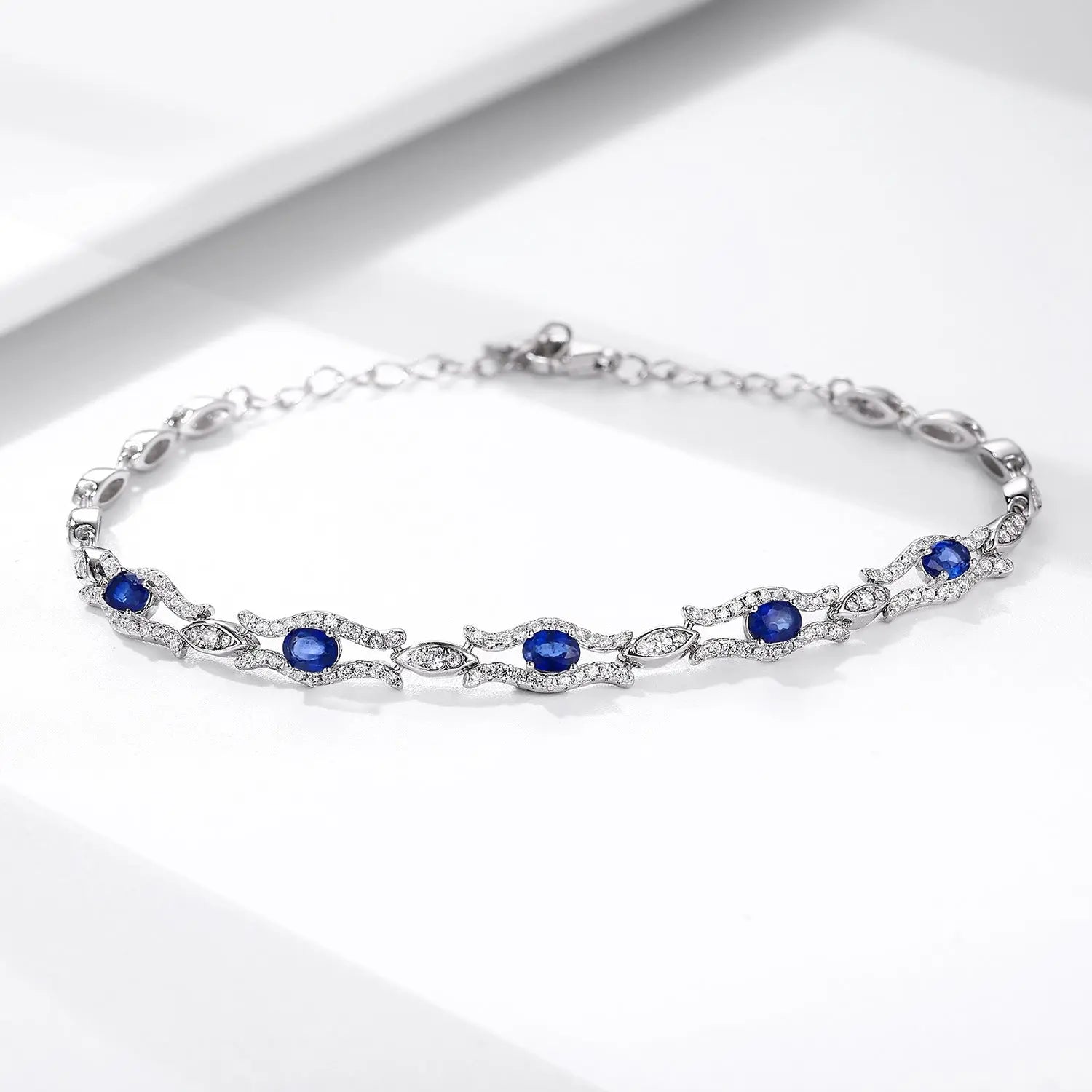Natural Sapphire Bracelet Women's S925 Silver Set Gem Jewelry Premium Original Design Jewelry - JNi3 shop