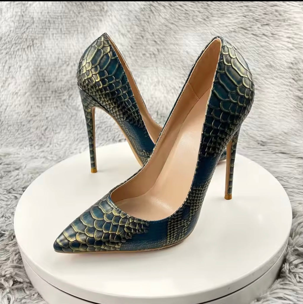 Luxury Snake Print Stiletto Pumps | Designer-Inspired Pointed Toe High Heels