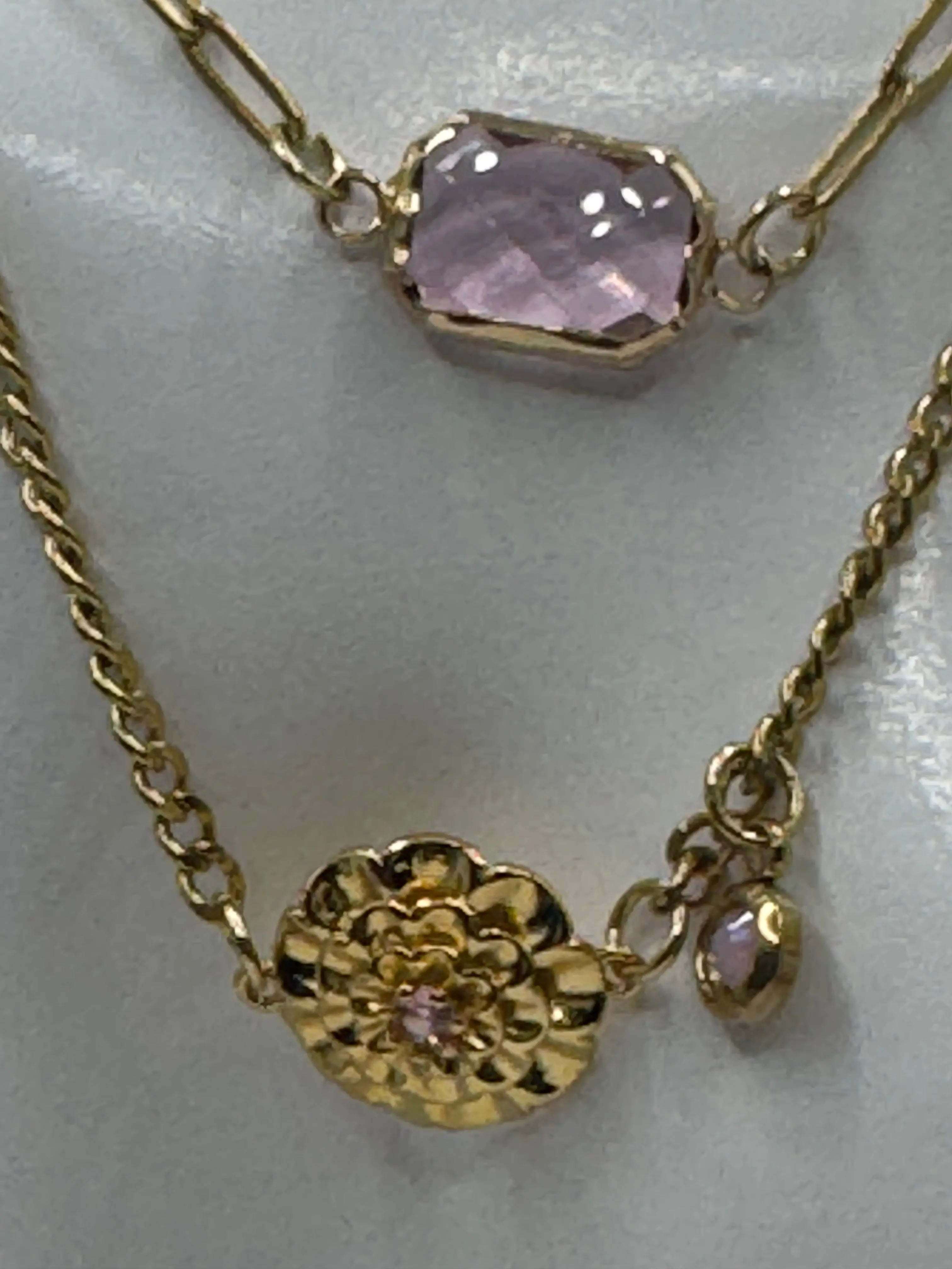 18k Gold PVD Birth Month double layered pendant Necklace, Bracelet and Earrings 3 pce set. JNi3 shop