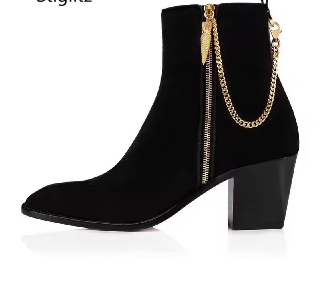 Black Leather Purse and Shoe Set | Gold Accent Boots or Heels, Genuine Leather, Cowhide