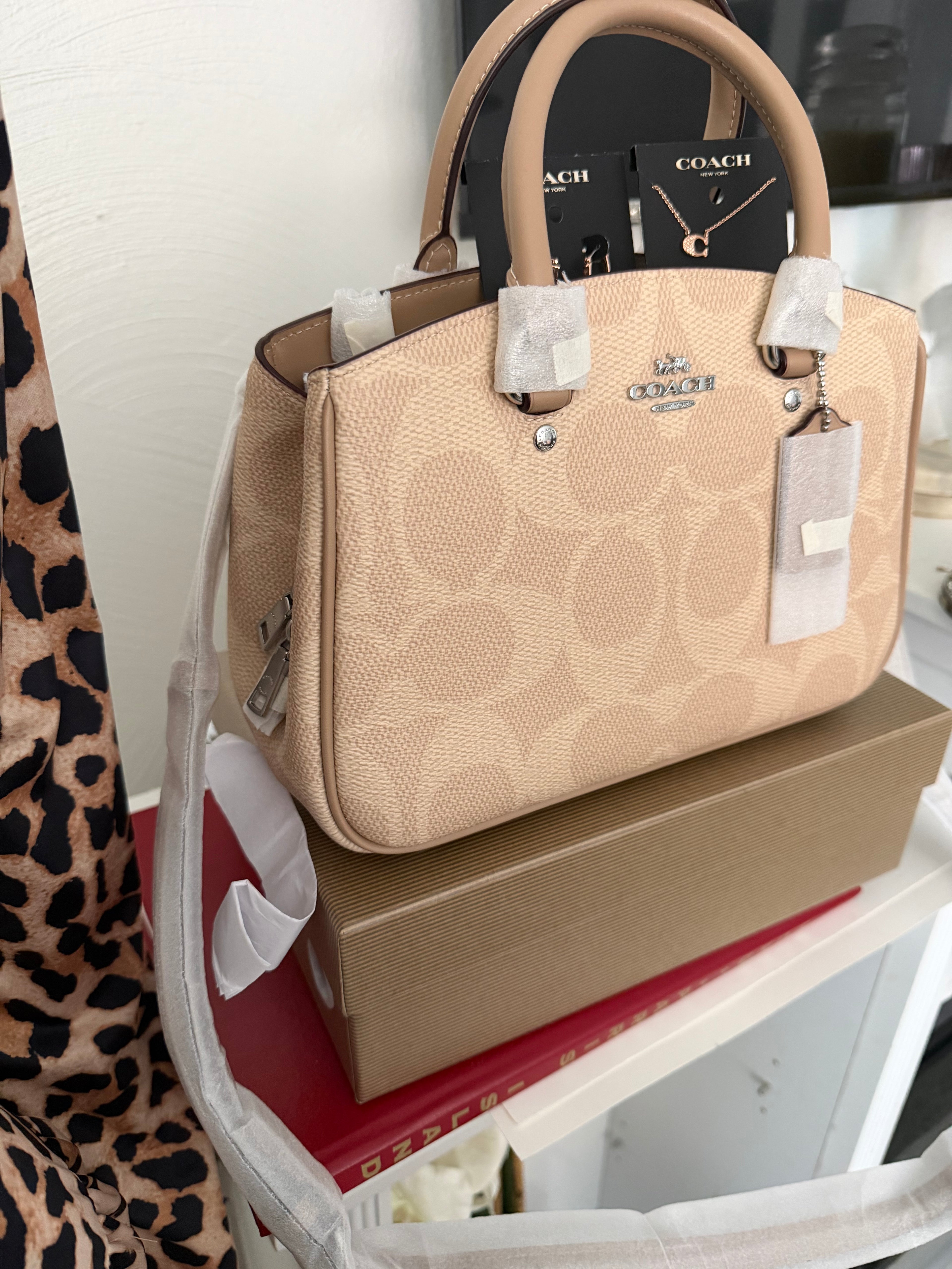 Coach beige Bag and jewelry set
