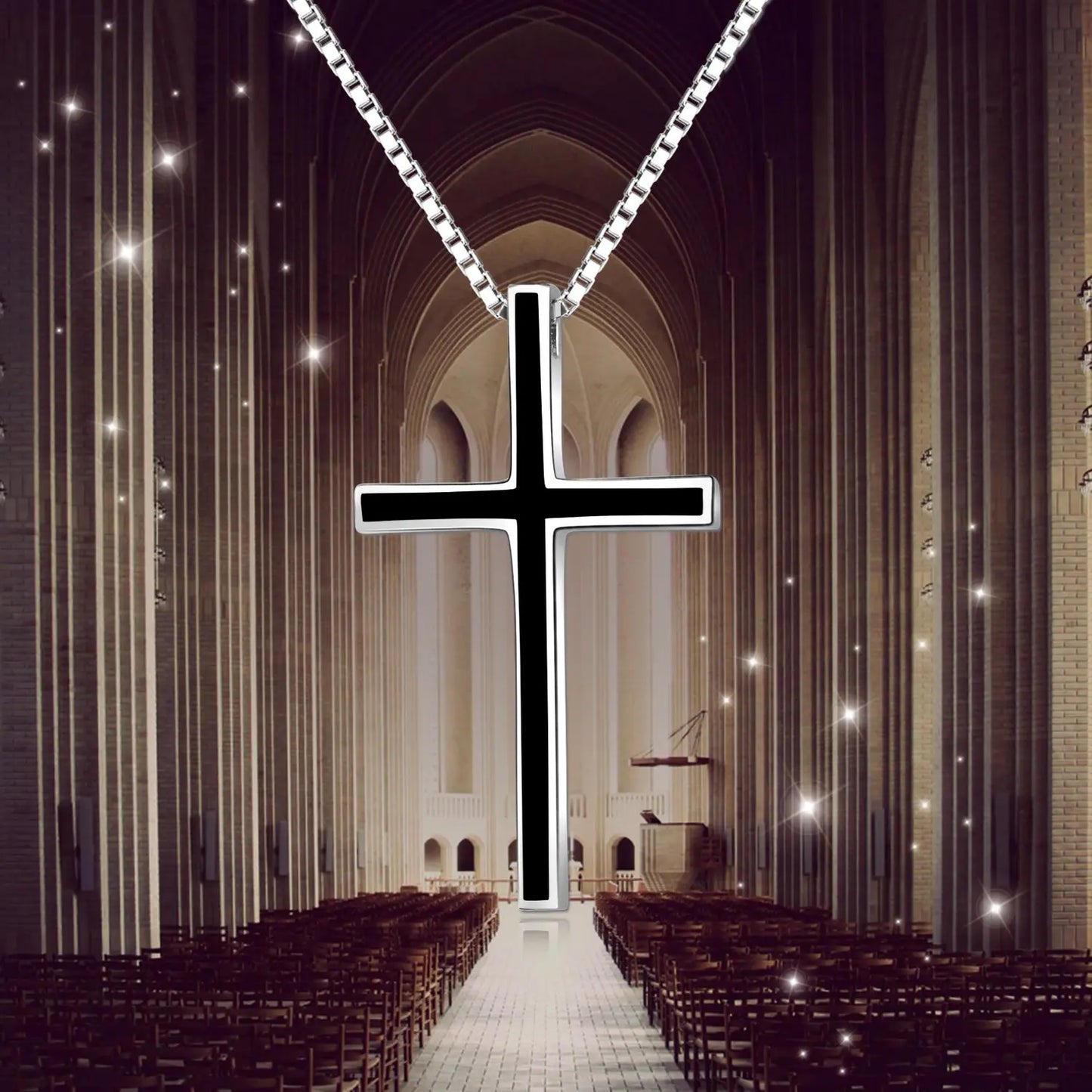 Men's Black Cross Pendant Jewelry 925 Sterling Silver Classic Cross Necklace Cjdropshipping