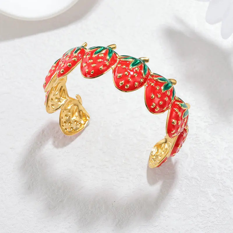 Fashion Personality Stainless Steel Strawberry Drip Bracelet JNi3 shop