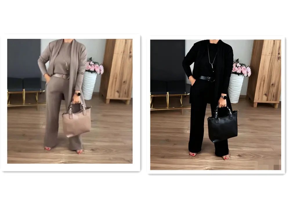 Round Neck Long Sleeve Top Belt Comfortable Blouse And Pants Cjdropshipping