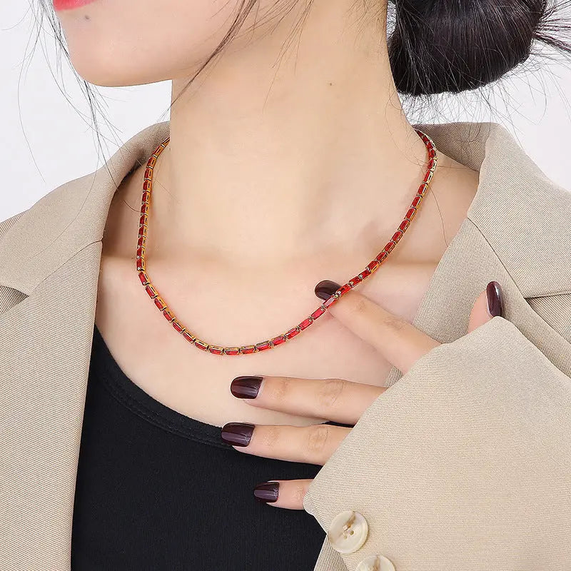 Women's Retro Color Zircon Necklace Cjdropshipping