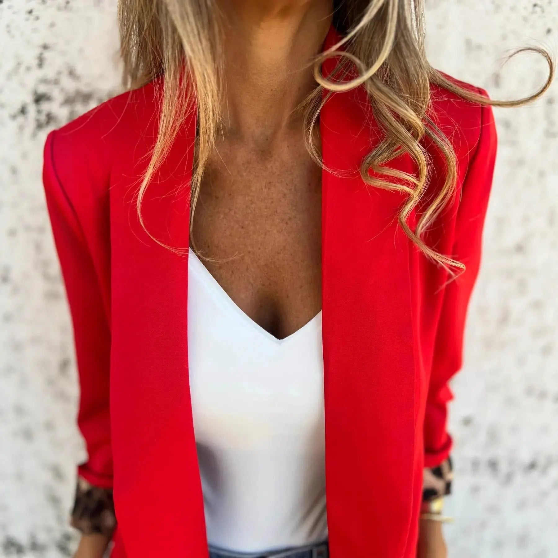 Color Matching Cheetah Lapel Fashion Small Suit Coat Dropshipman