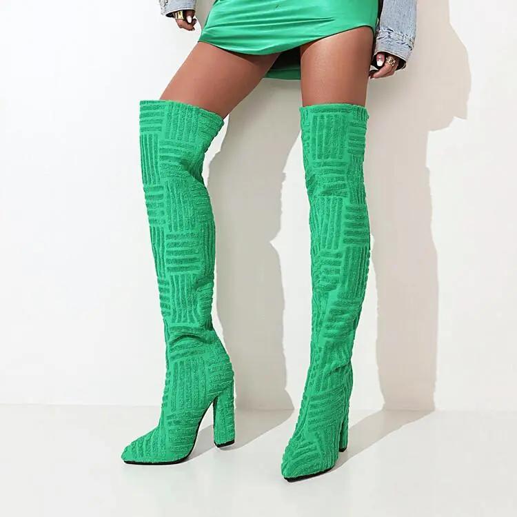 Women's Chunky Heel Suede High Heel Thigh Boots Cjdropshipping
