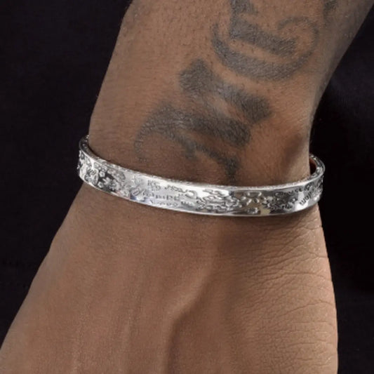 925 Sterling Silver Graffiti Bracelet Men's Hip-hop Retro Cjdropshipping