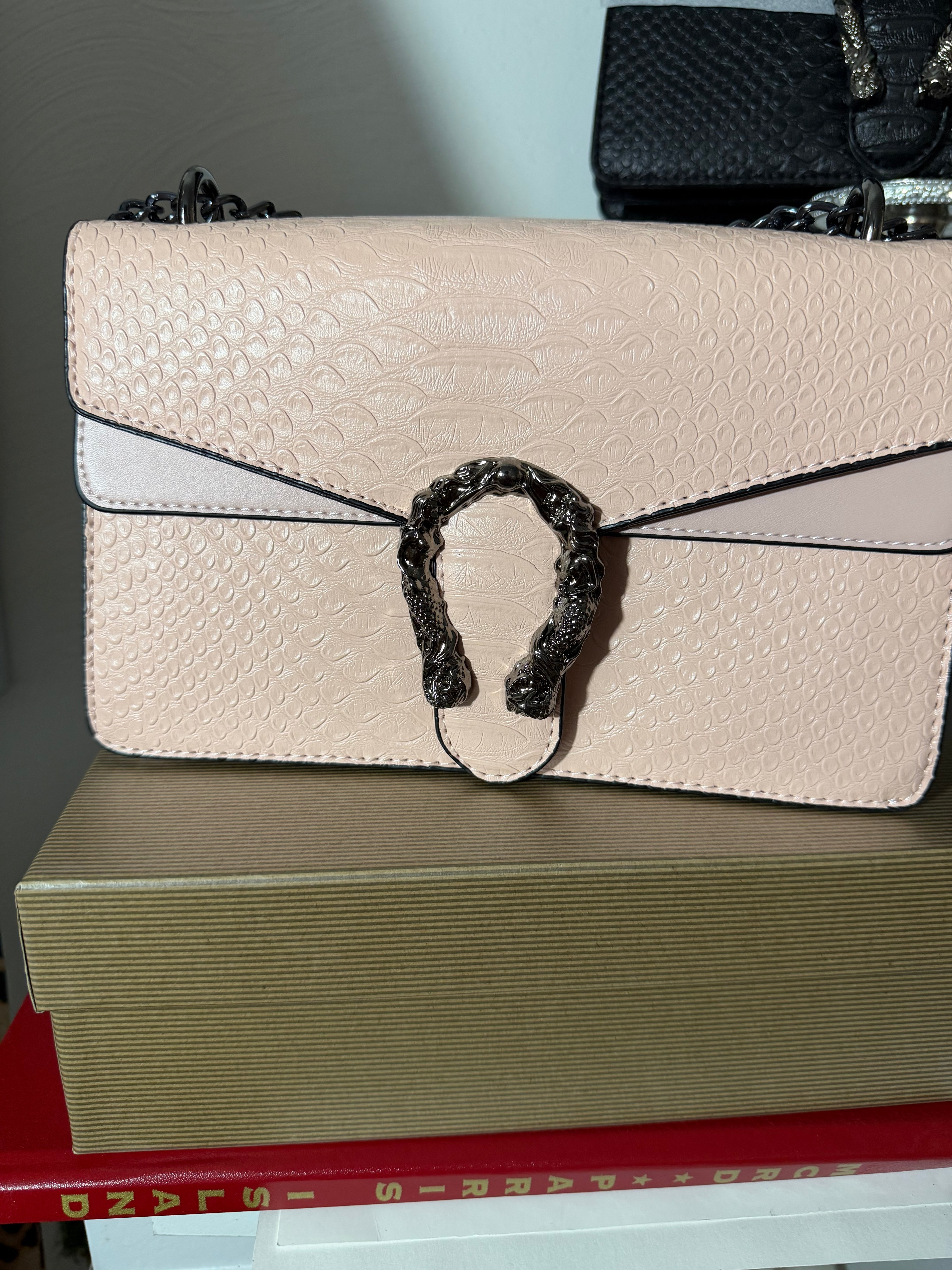Ivory Snakeskin Stiletto & Dionysus-Style Crossbody Set